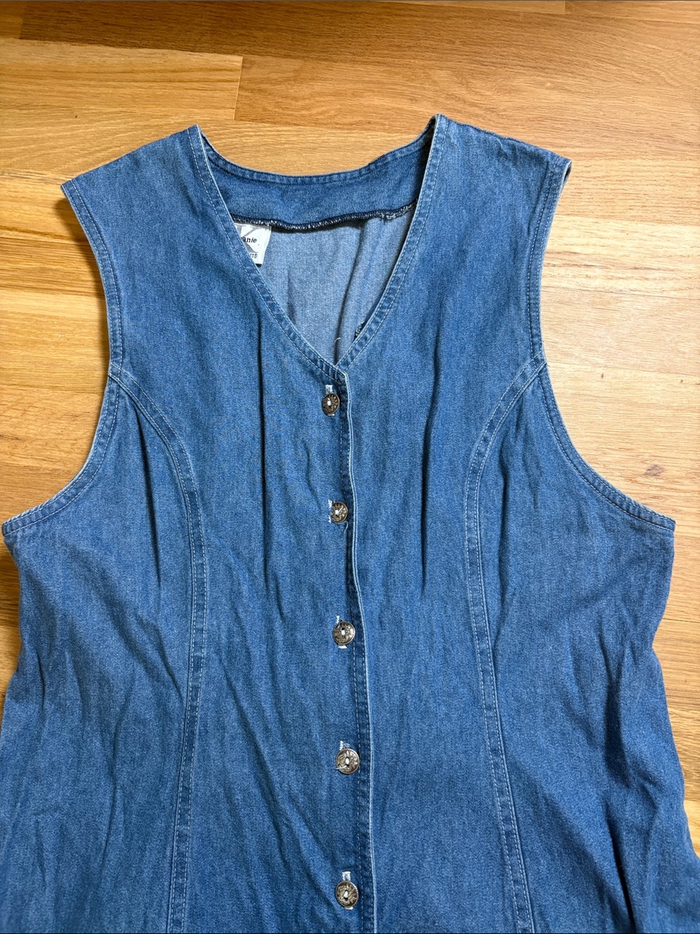 Y2K Stephanie K by Koret Dark Blue Denim Button-Front Midi Dress - Picture 3 of 15